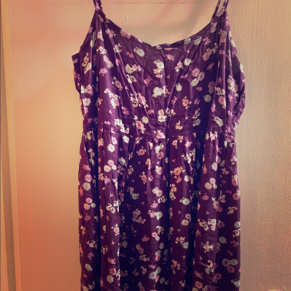 Life Is Good Plum Colored Floral Cotton Sun Dress